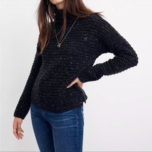 Madewell Donegal Belmont Mockneck Sweater Coziest Yarn Charcoal S